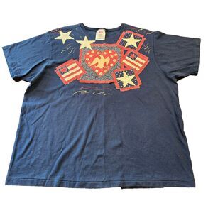 Patriotic Eagle Flag Heart Stars Tee L USA Americana 4th of July Graphic T-Shirt